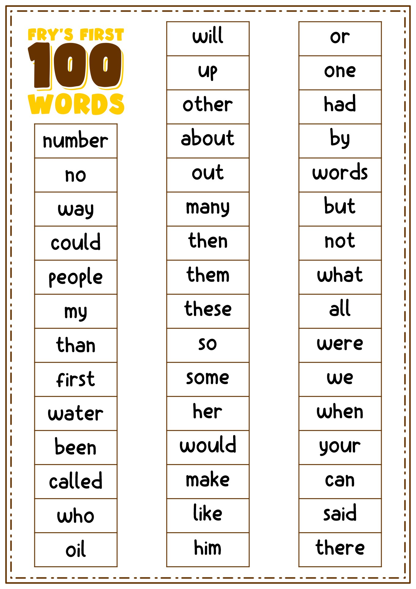 Printable Fry Sight Word List Printable Word Searches