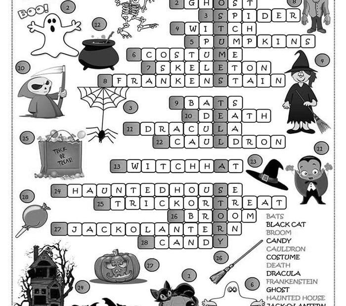 Printable Halloween Crossword Puzzles Answers Free Download And Print