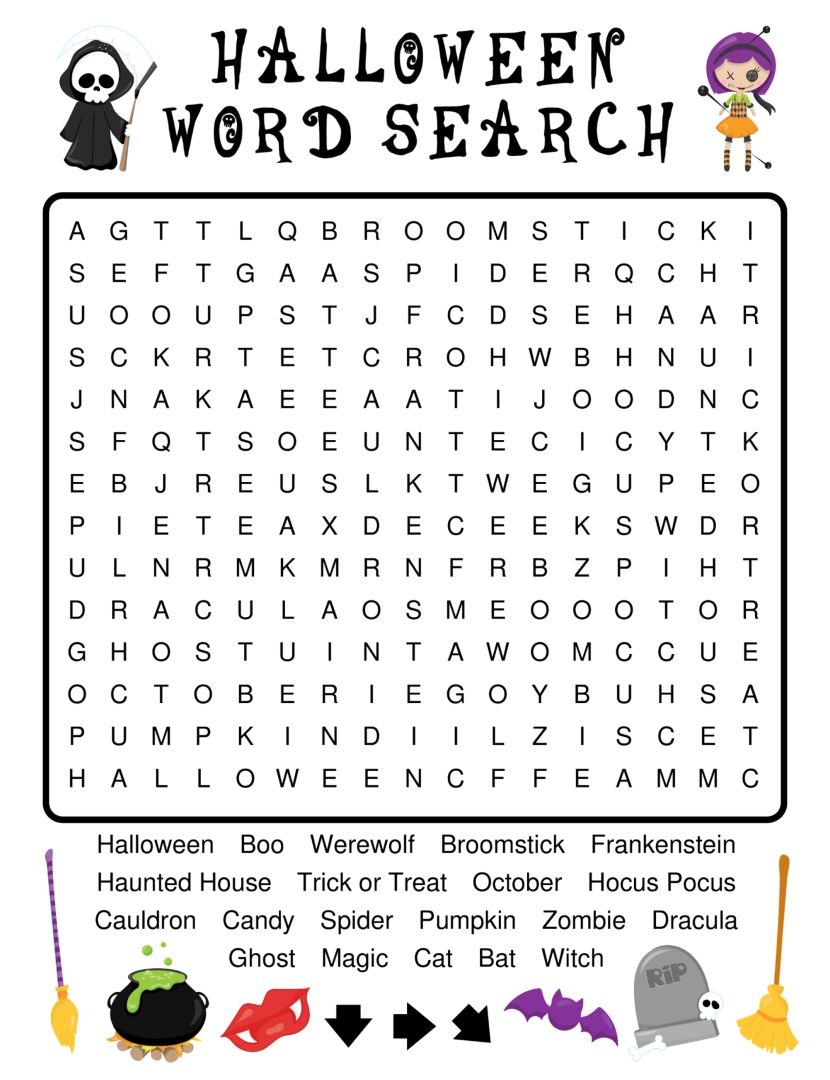 Printable Halloween Word Search Puzzles