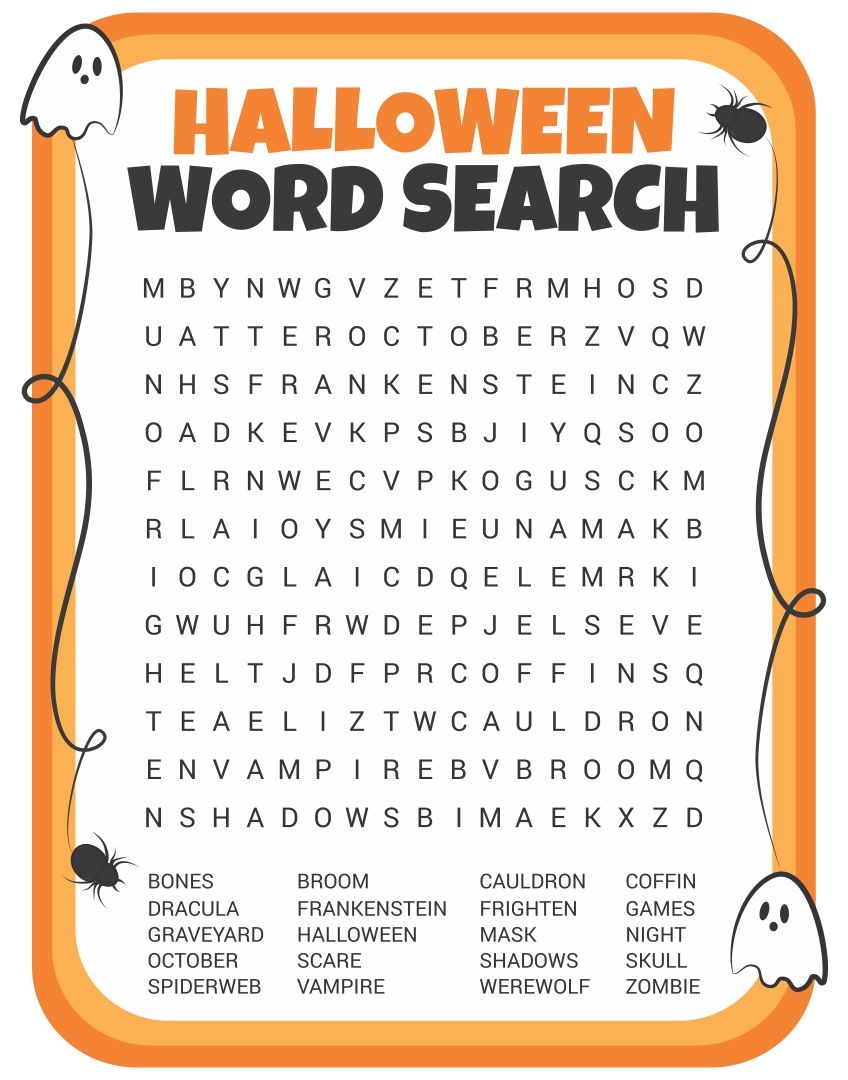 Printable Halloween Word Search Puzzles