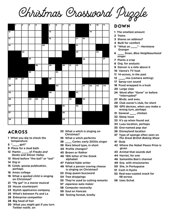 Printable Hard Christmas Crossword Puzzles Free Download And Print 