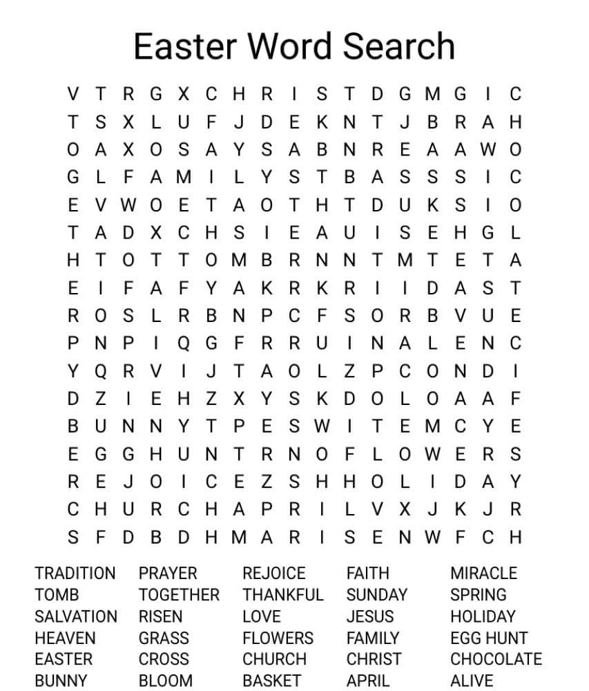 Printable Hard Easter Word Search Free Download And Print For You 