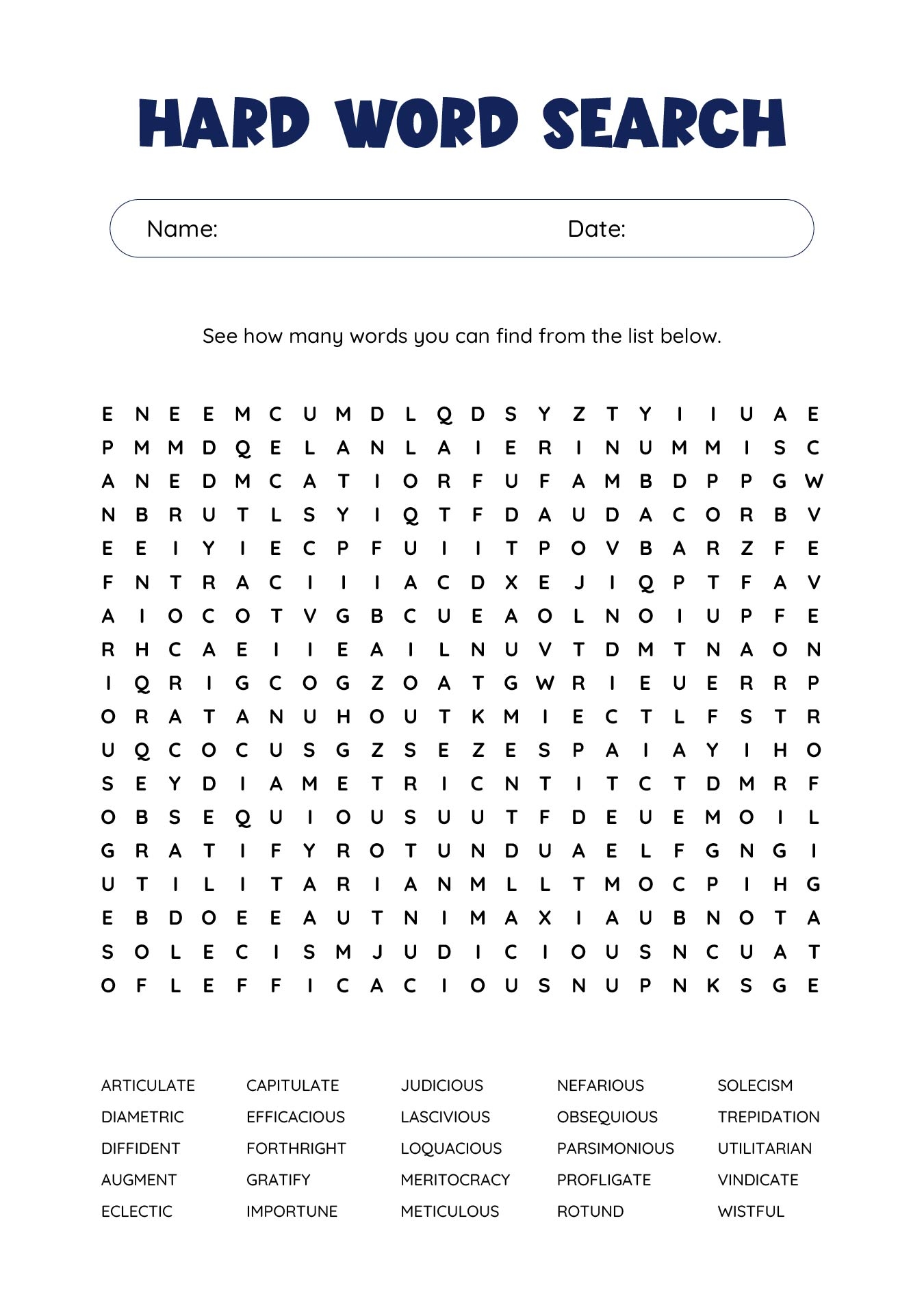 Printable Hard Word Search Puzzles Printable Calendar