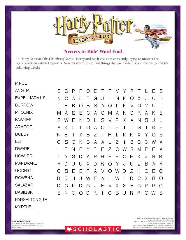 Printable Harry Potter Word Search Word Search Maker