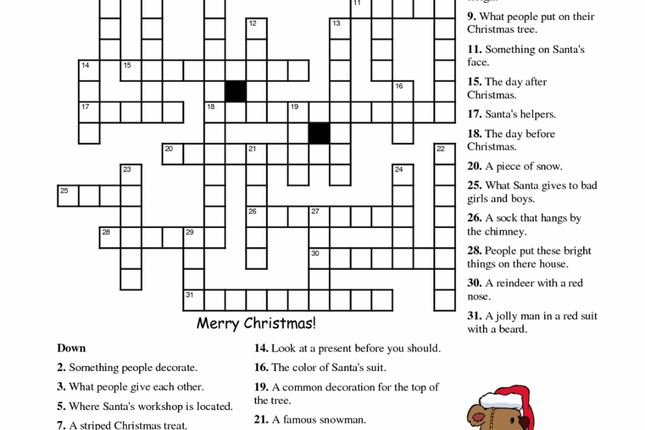 Printable Holiday Crossword Printable Crossword Puzzles
