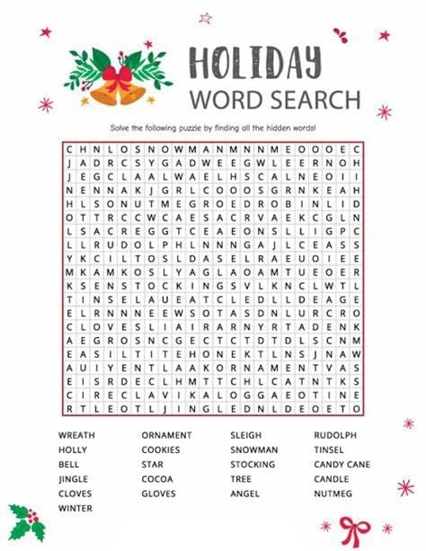 Printable Holiday Word Search PrintableLib