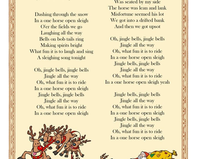 Printable Jingle Bells Lyrics Christmas Lyrics