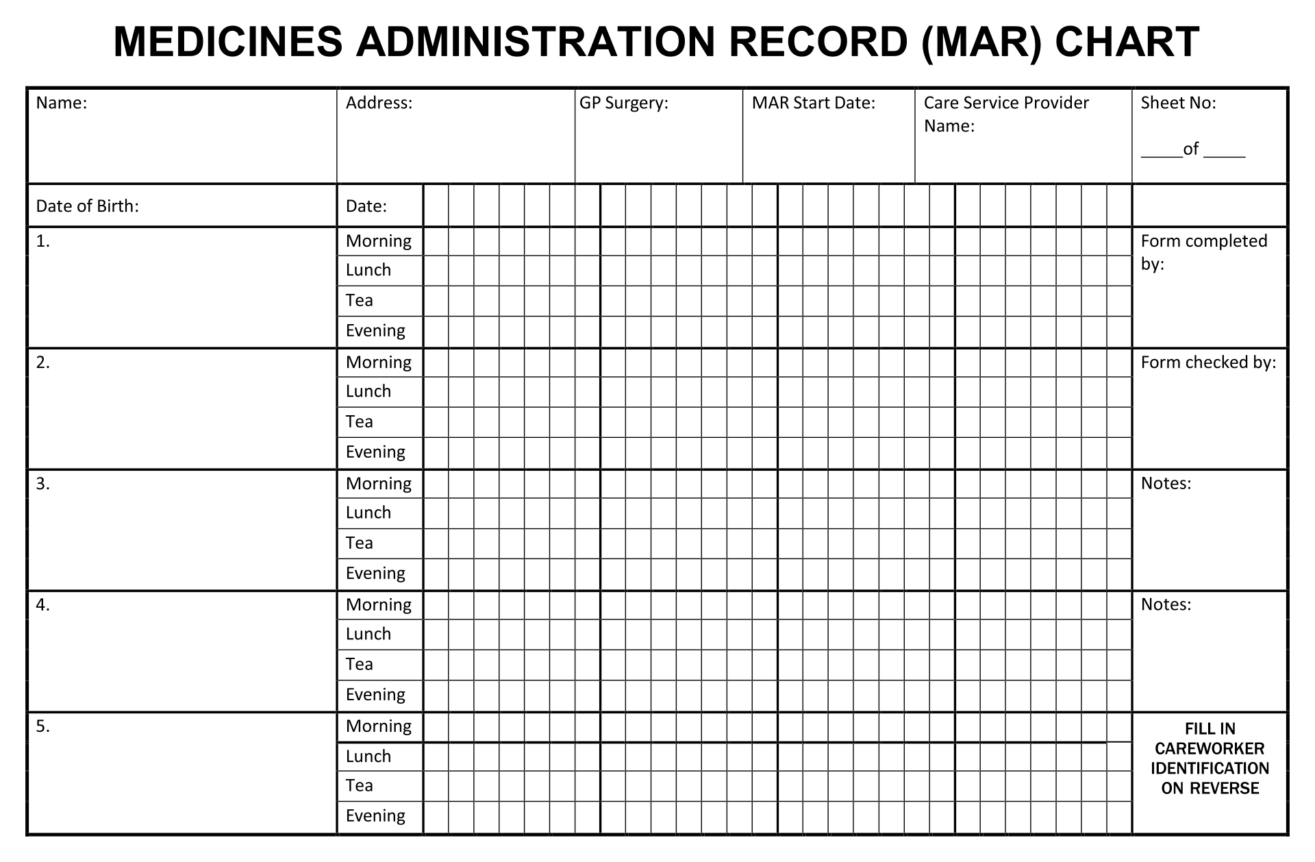 Printable Medication Administration Record Template Printable Templates