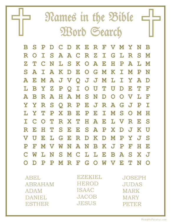 Printable Names In The Bible Word Search