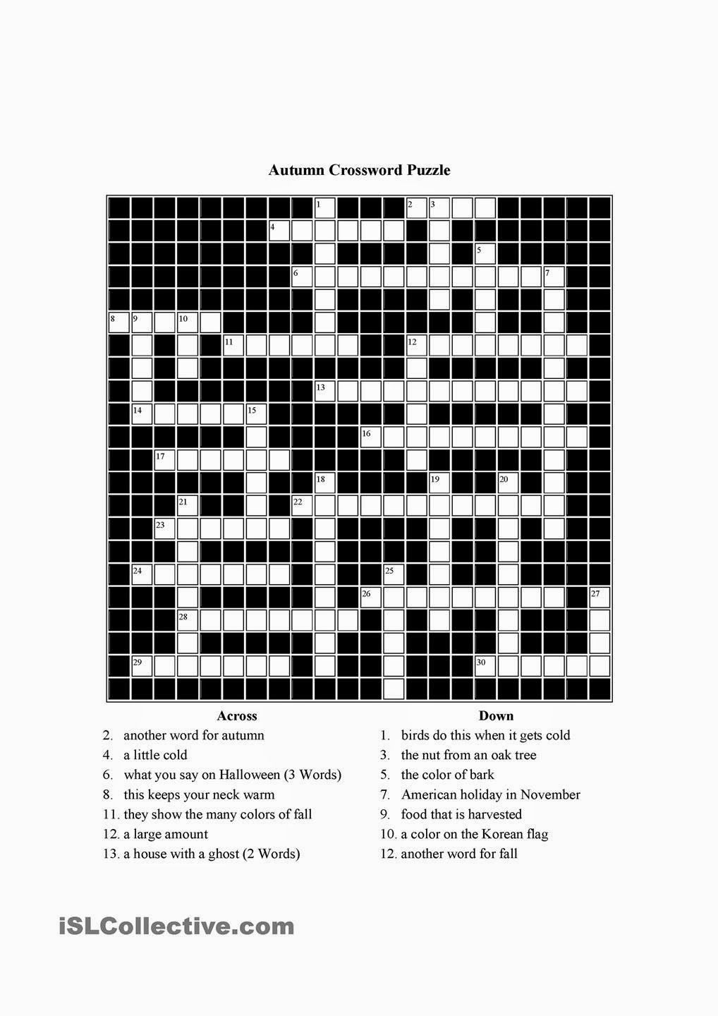 Printable November Crossword Puzzles Printable Crossword Puzzles