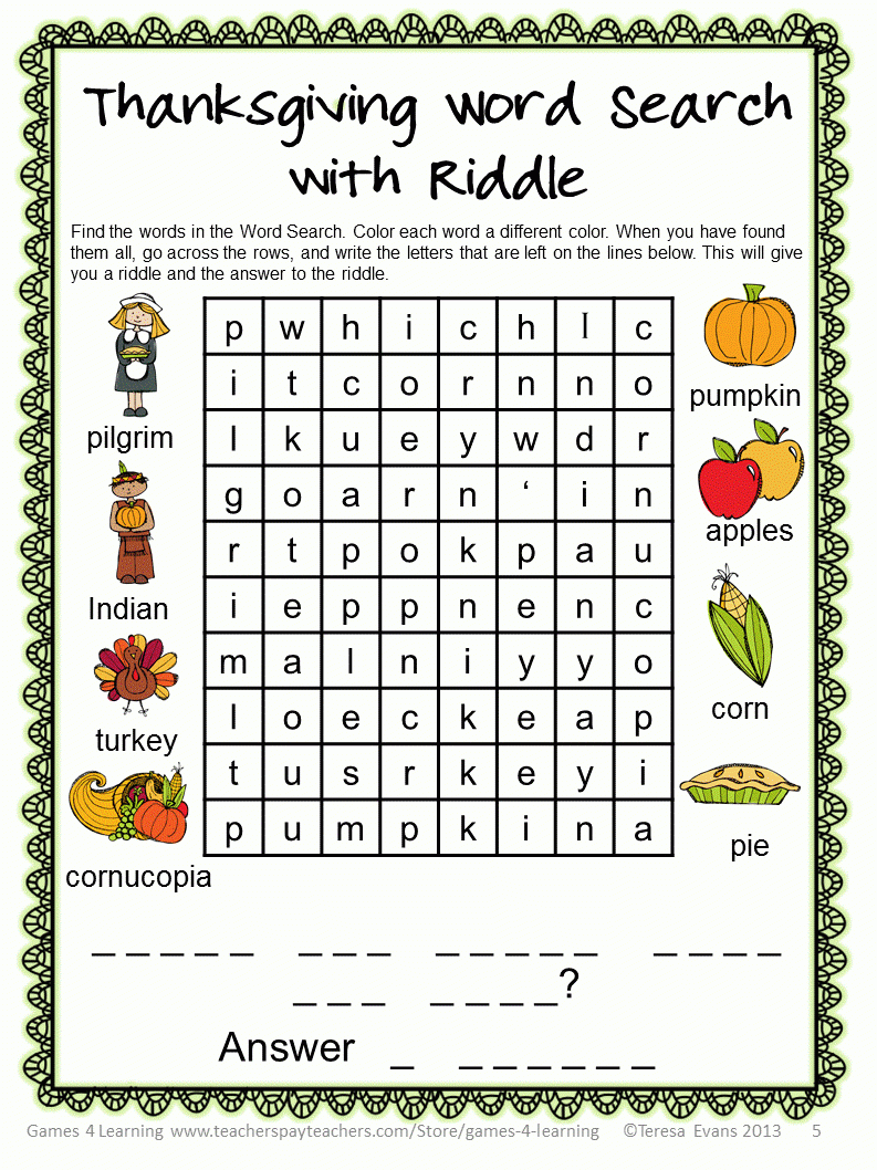 Printable November Puzzles Printable Crossword Puzzles