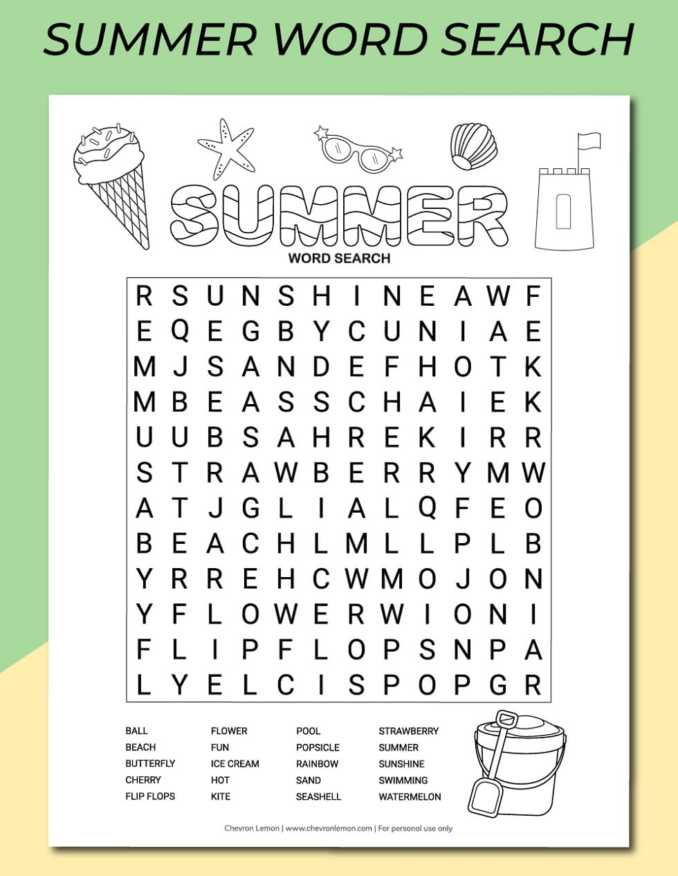 Printable Perfect Summer Word Search Puzzle Free Download And Print 