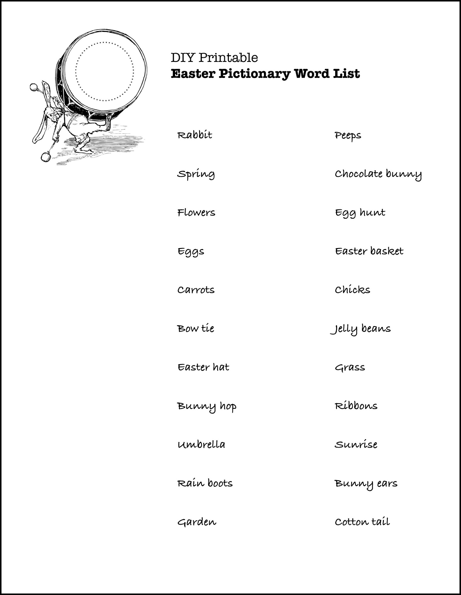 Printable Pictionary Words