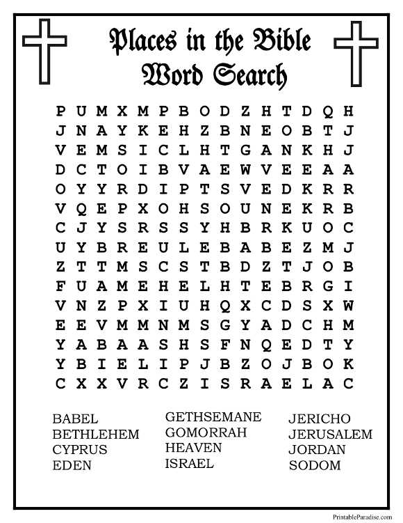 Printable Places In The Bible Word Search