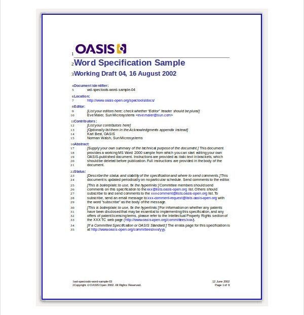 Printable Sample Document Word Printable Free Templates