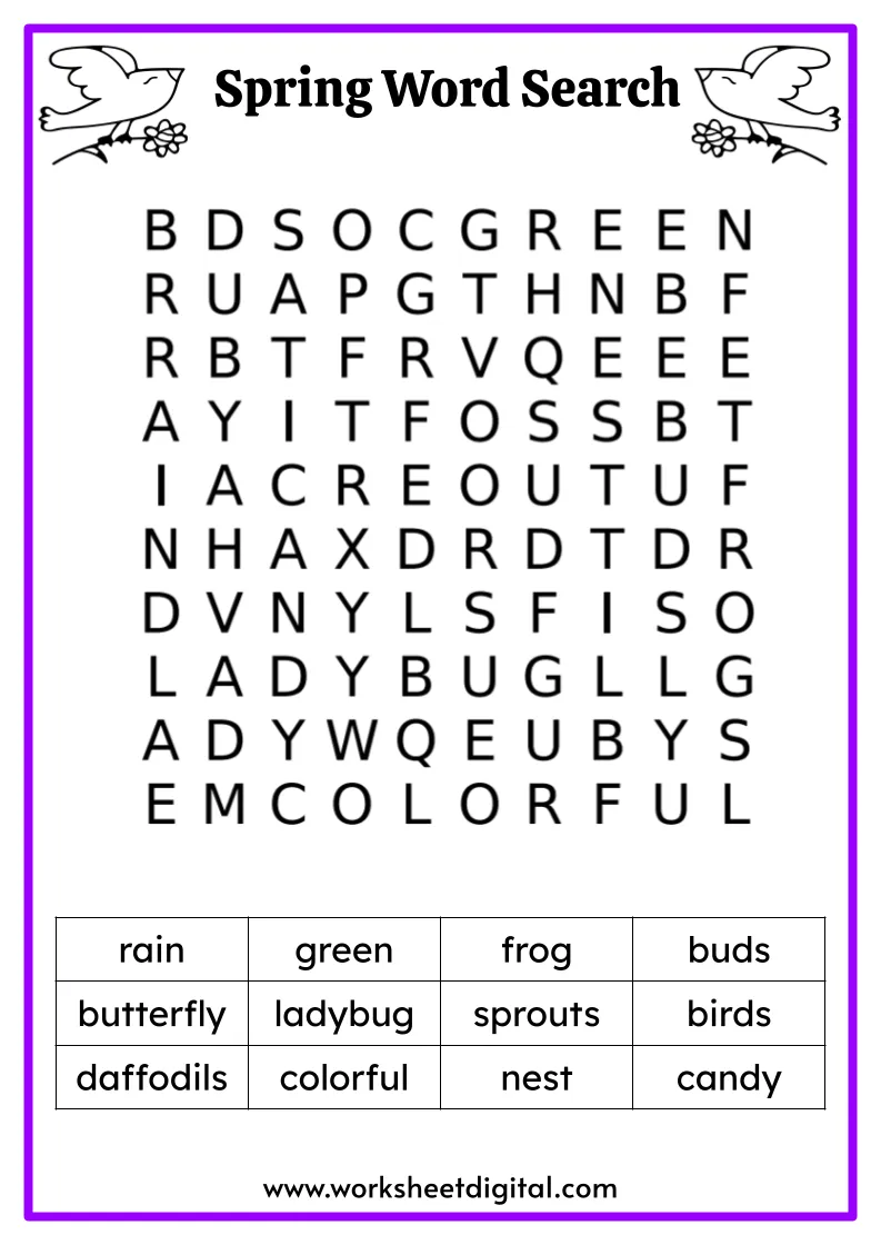 Printable Spring Word Search Adults Word Search Maker