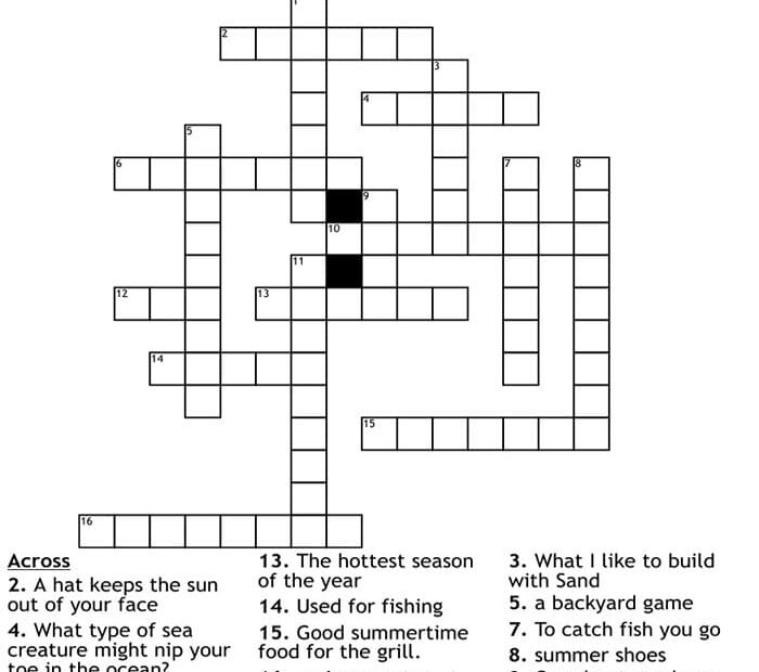 Printable Summer Crossword Puzzles PrintableLib