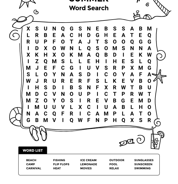 Printable Summer Word Search
