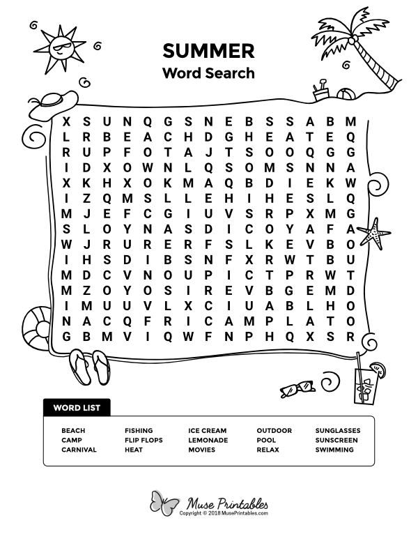 Printable Summer Word Search