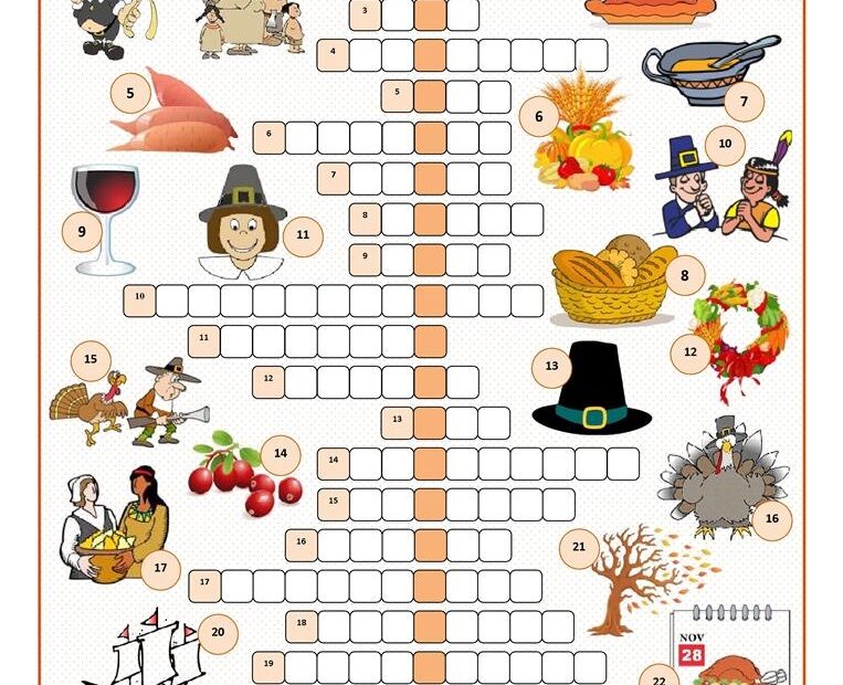 Printable Thanksgiving Puzzles Printable Crossword Puzzles