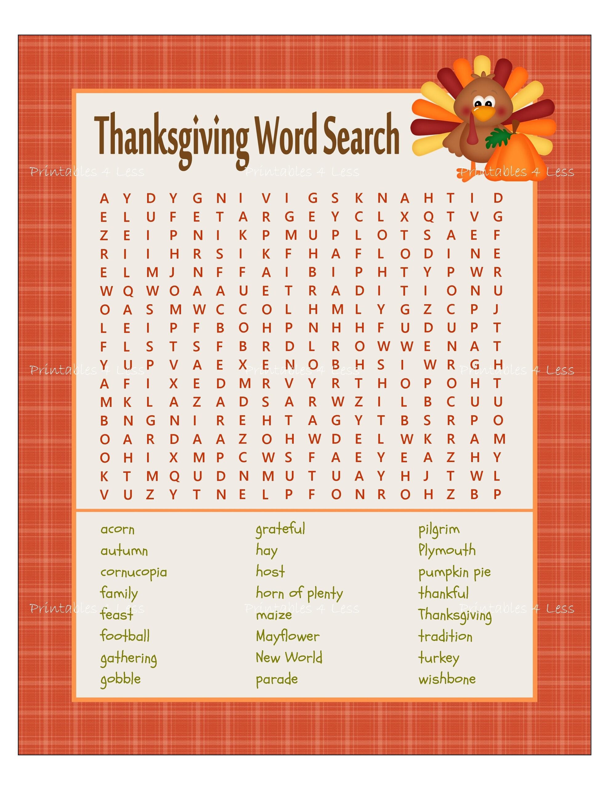 Printable Thanksgiving Word Searches For Adults Word Search Maker