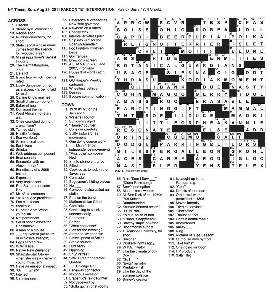 Printable Universal Crossword Puzzle
