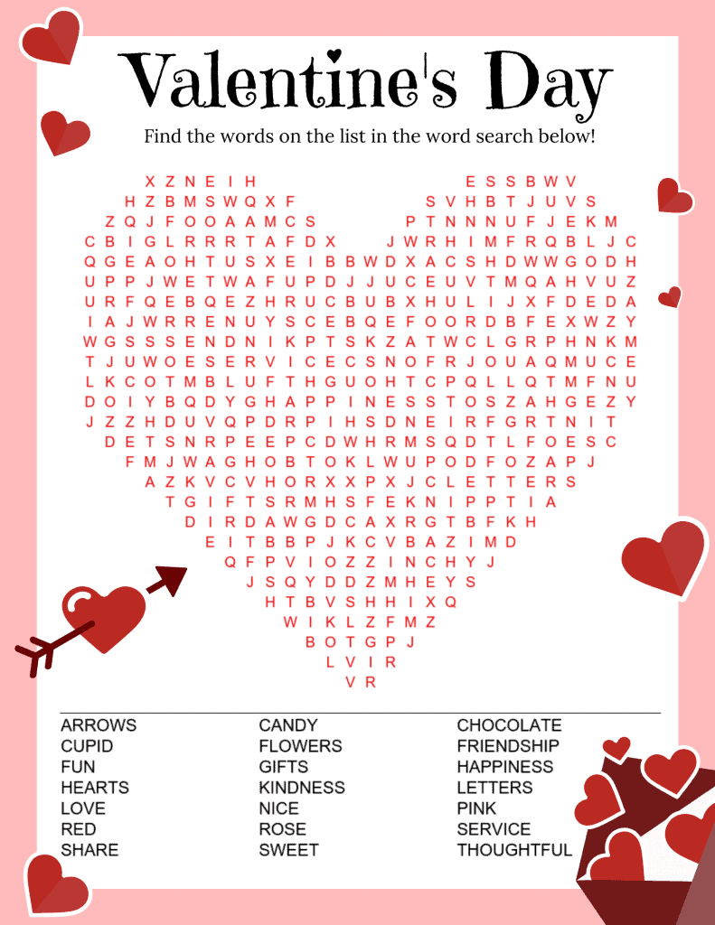 Printable Valentine S Day Word Search Pdf Word Search Maker