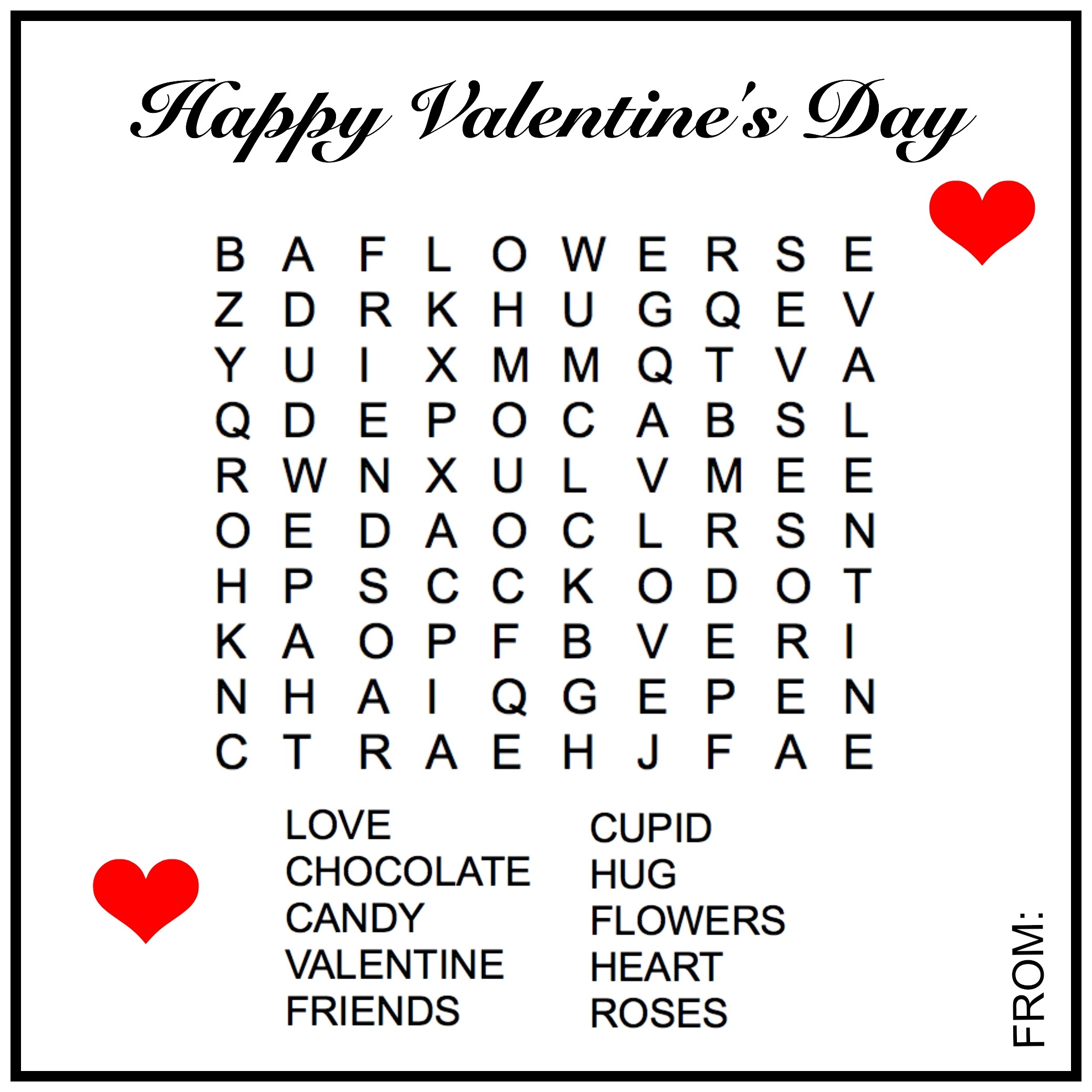 Printable Valentine Word Search