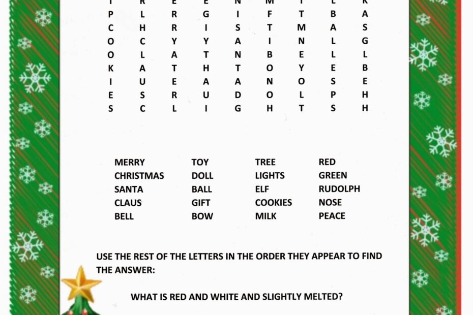 Printable Word Searches Christmas Word Search Printable Free For Kids