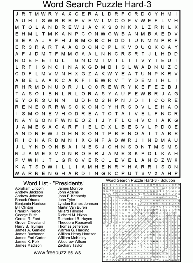 Printable Word Searches Difficult Printable Word Searches