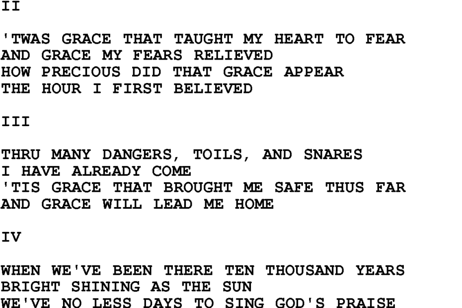 Printable Words For Amazing Grace Words Print