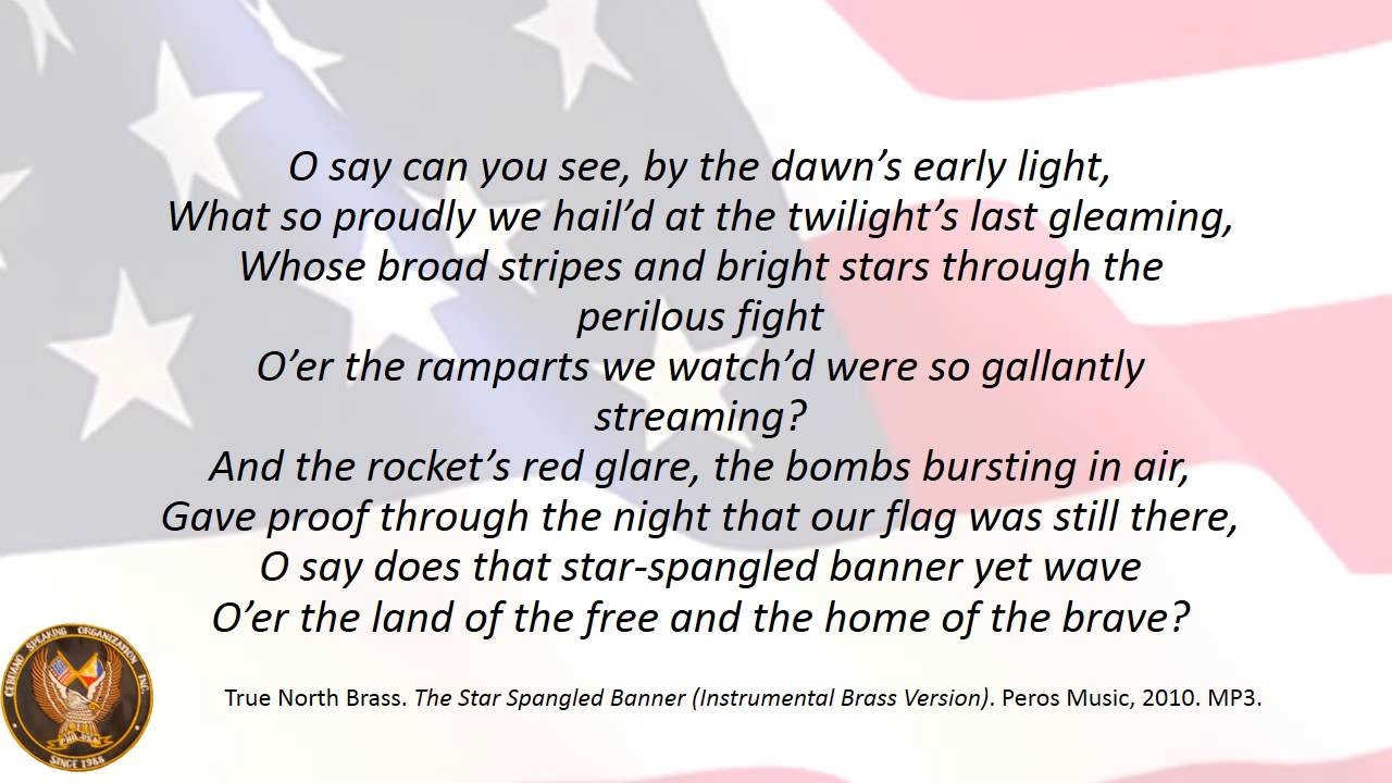 Printable Words For Star Spangled Banner