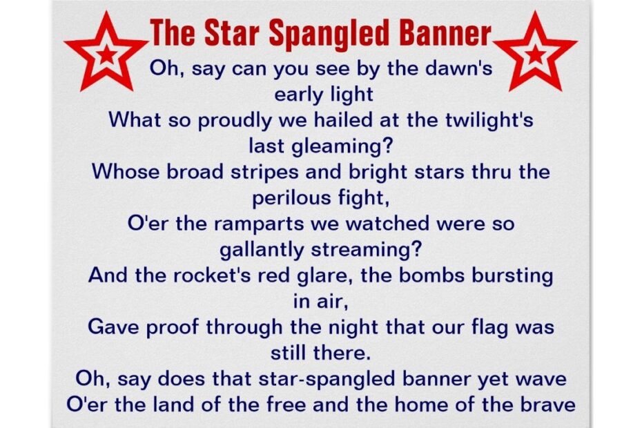 Printable Words For Star Spangled Banner Calendar Printables