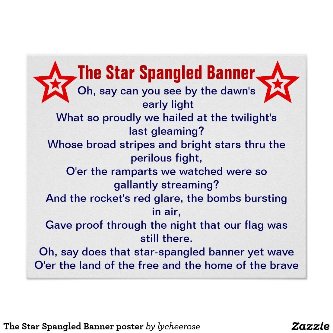Printable Words For Star Spangled Banner Calendar Printables