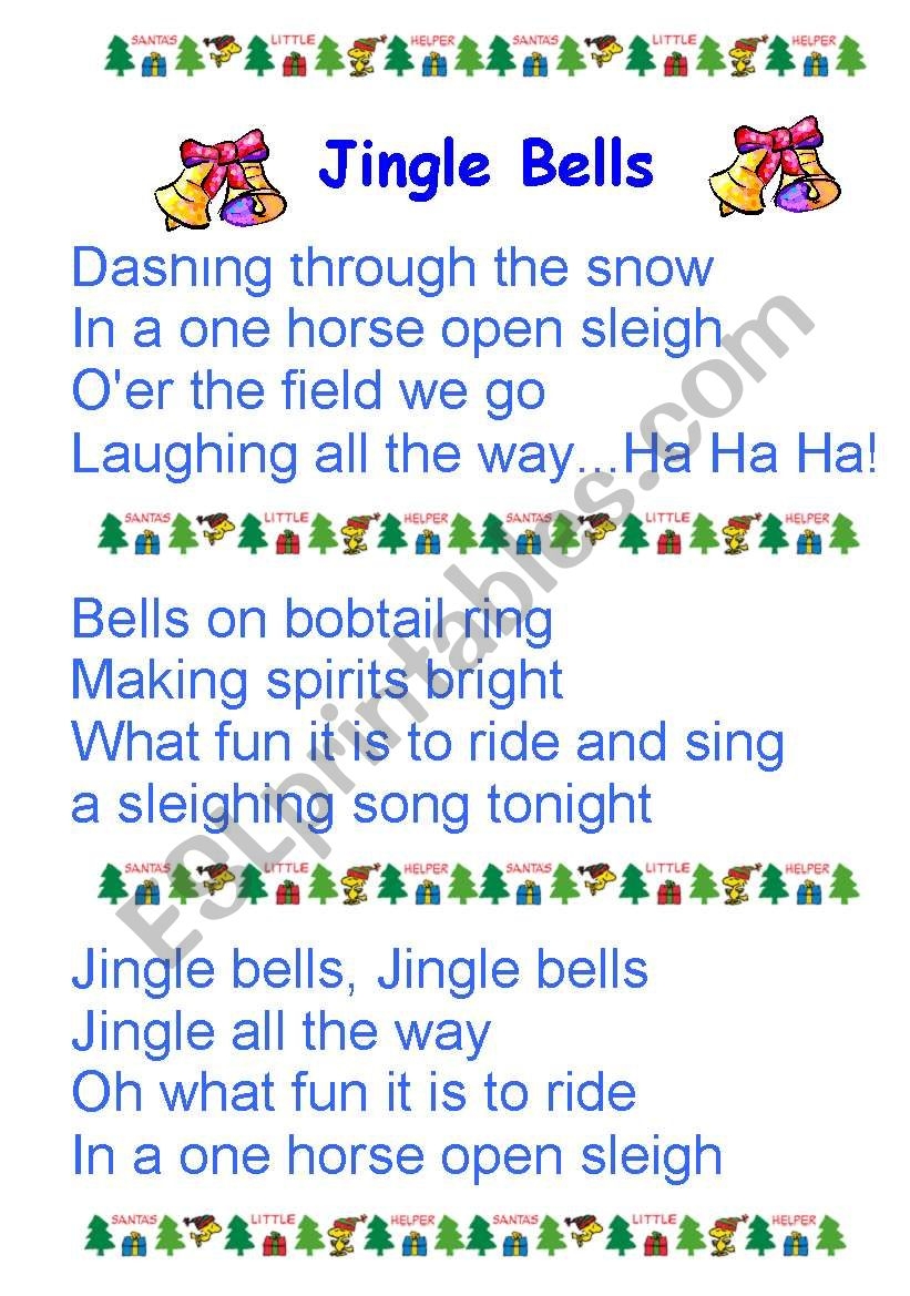 Printable Words To Jingle Bells Printable Calendars AT A GLANCE