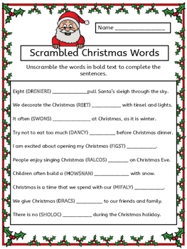 Scrambled Christmas Words Worksheet By Ms Presto TPT