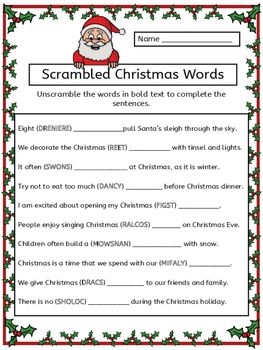 Scrambled Christmas Words Worksheet Printable Christmas Games 