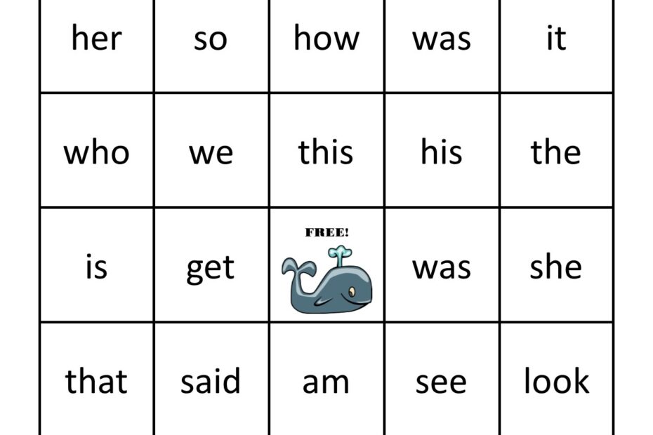 Sight Word Bingo Games