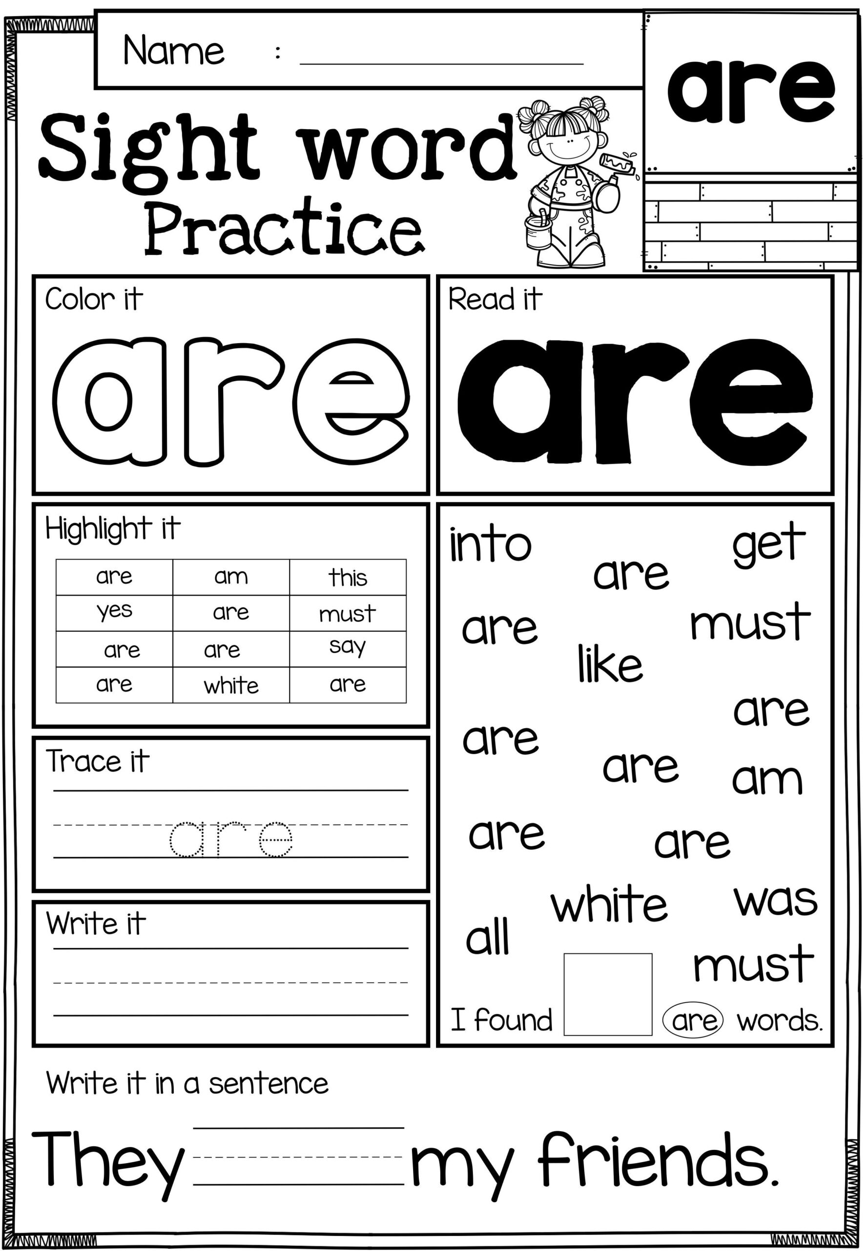 Sight Word Printable Pages