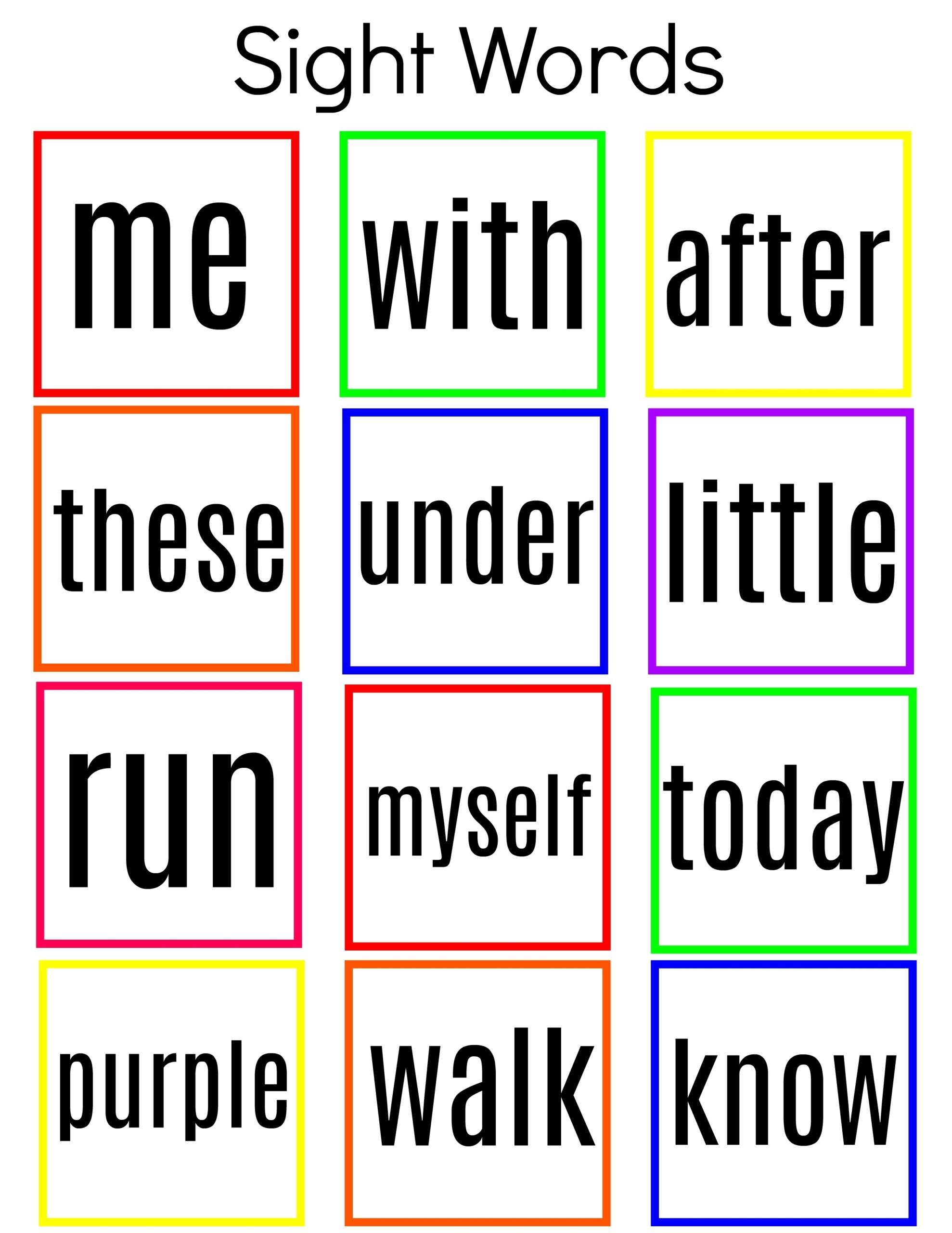 Sight Words Kindergarten