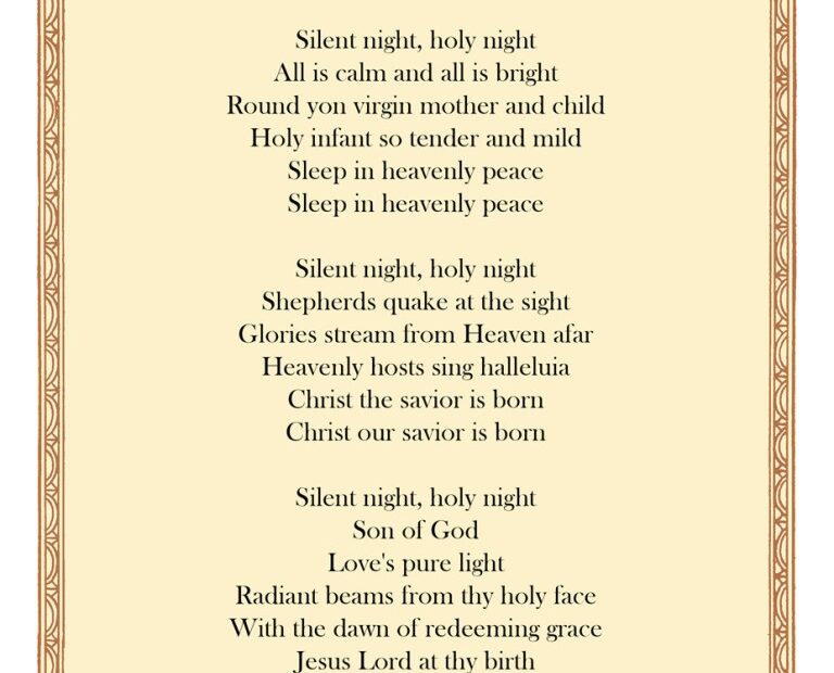 Silent Night Lyrics Printable Christmas Printables