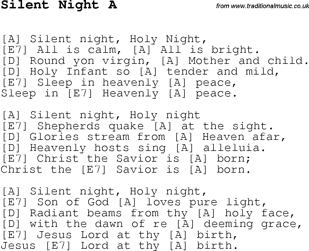 Silent Night Words Printable