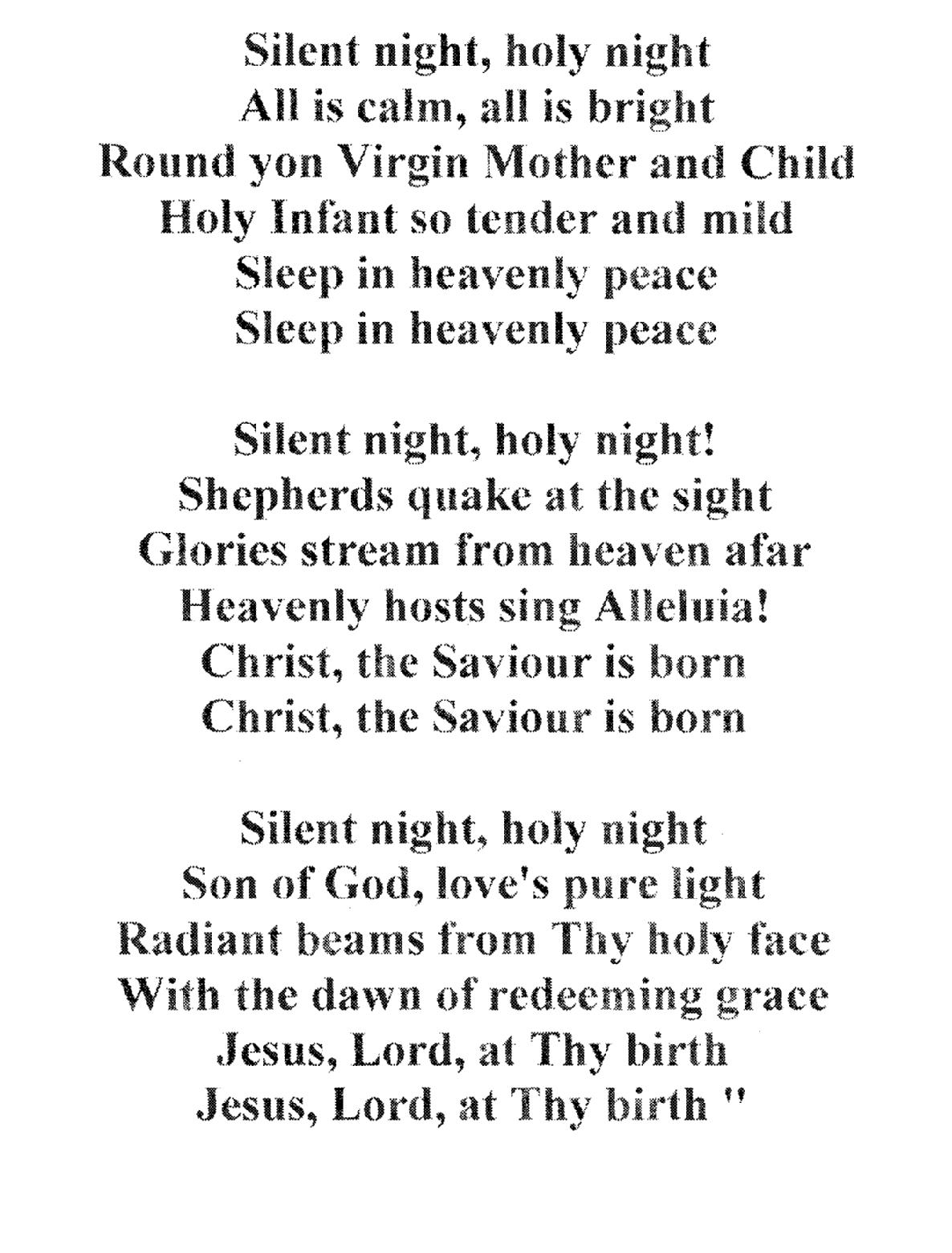 Silent Night Words Printable