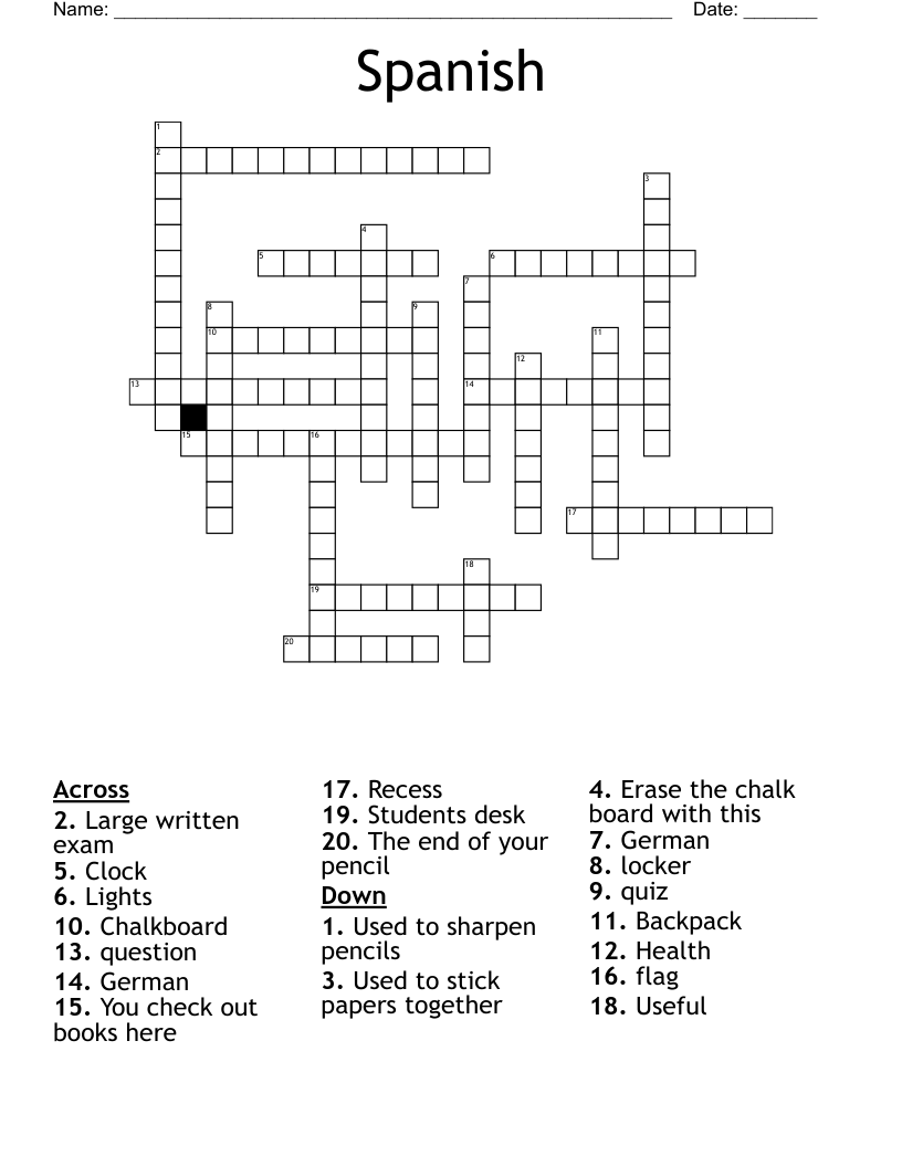 Spanish Crossword Puzzles Printable