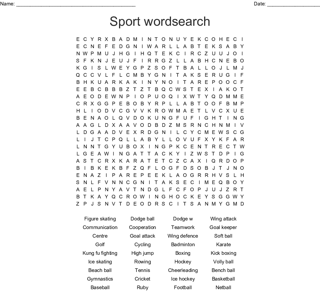 Sports Word Search Printable Free Word Search Maker