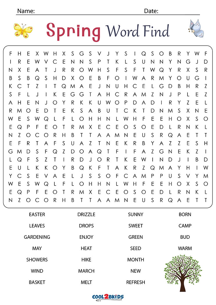 Spring Printable Word Searches