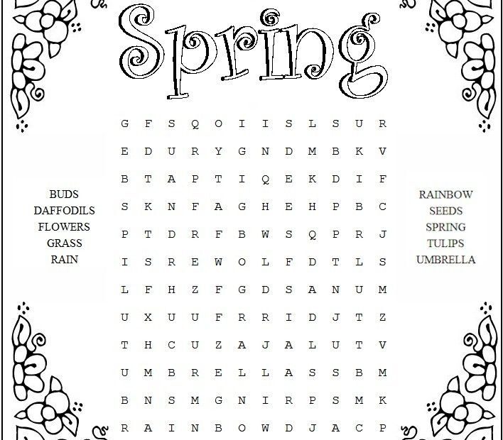 Spring Word Puzzles For Kids