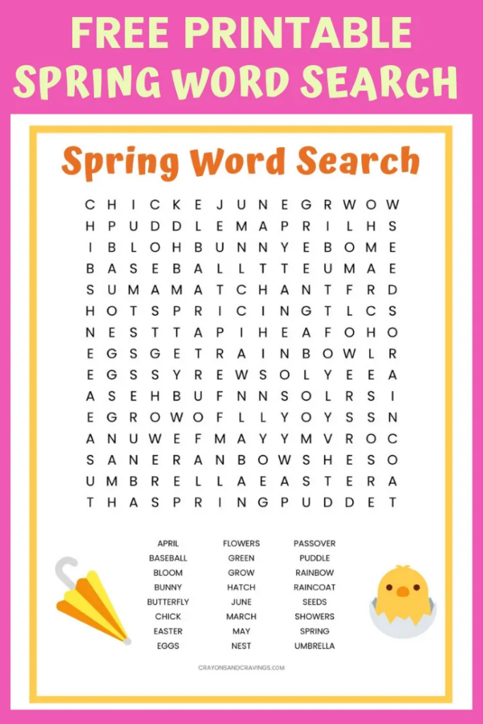 Spring Word Search FREE Printable Worksheet For Kids Printable Word 