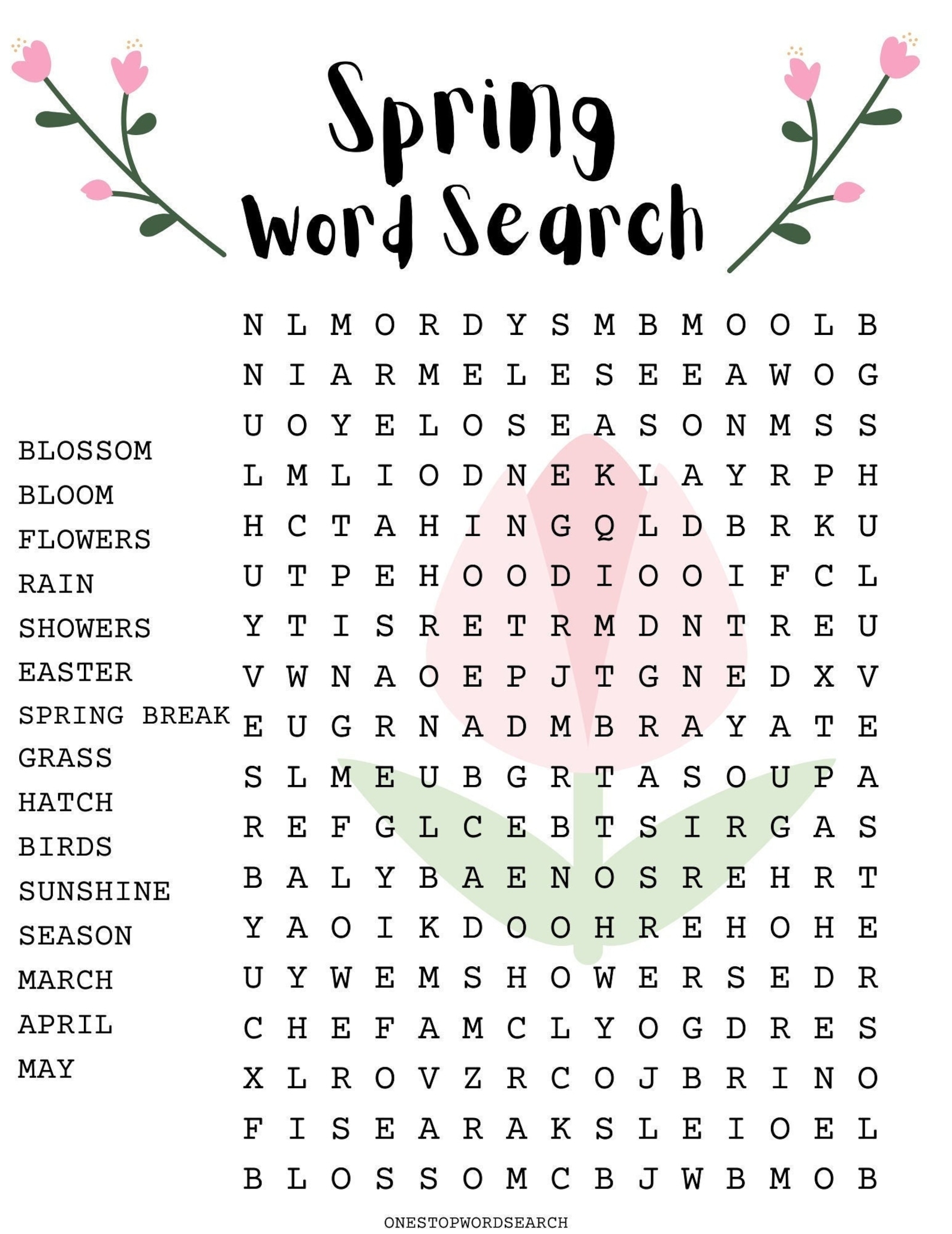 Spring Word Search Puzzle Printable Word Search Maker