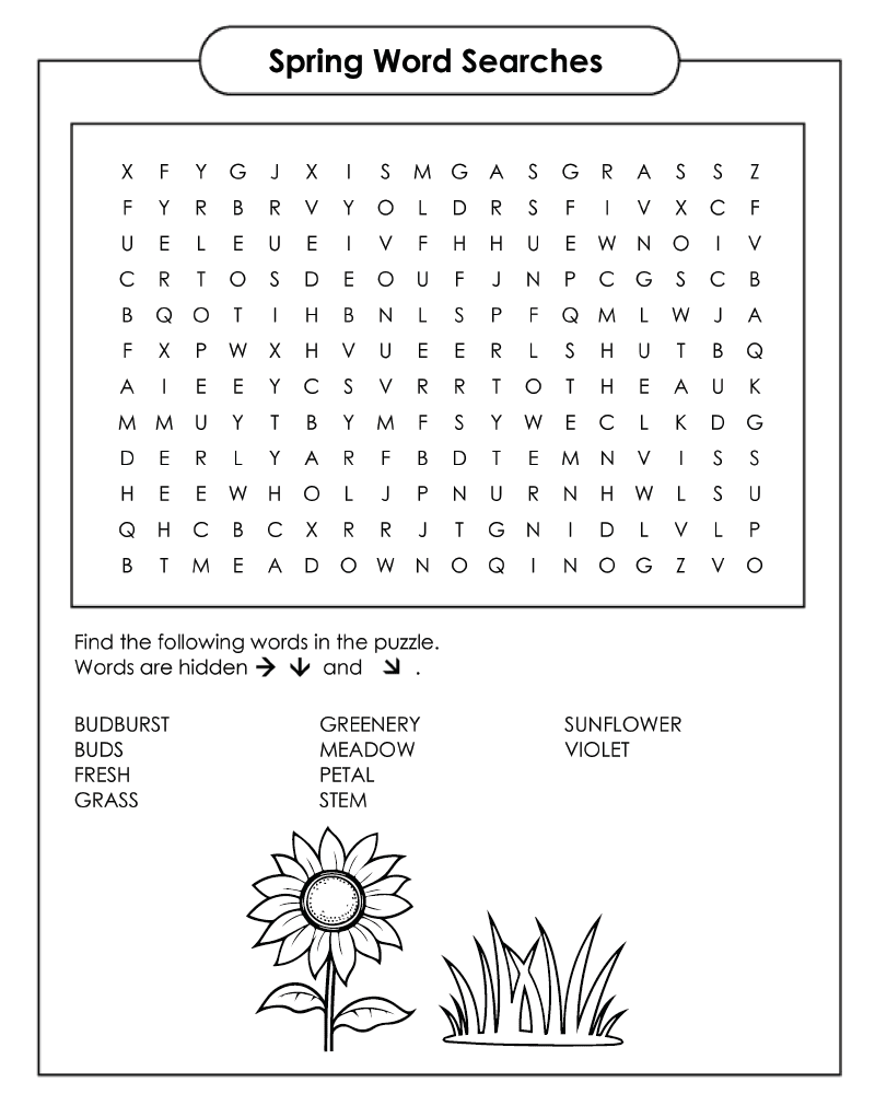 Spring Word Searches Free Printable